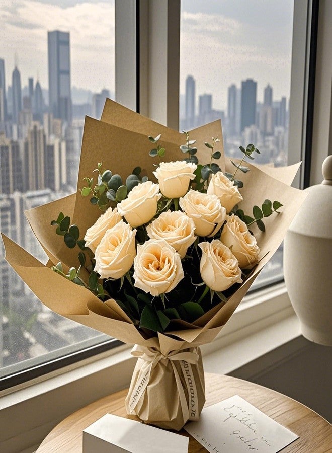 WRAPAHOLIC 20 Sheets Kraft Newspaper Flower Wrapping Paper - 19.6 x 27.5 inch Brown Font Vintage Newsprint Design Reversible Floral Bouquet Wrapping Paper for Florist Supply Wedding Birthday Gift DIY - Image 5